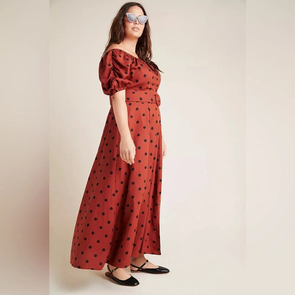 MAEVE by ANTHROPOLOGIE NWOT Lucienne Off the Shoulder Maxi Dress *NO BELT* - Picture 3 of 13